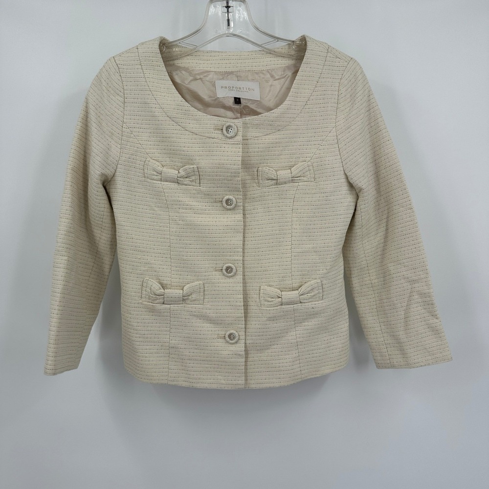 Proportion Body Dressing Womens Old Money Jacket‎ Size 3 Metallic Bow Coquette